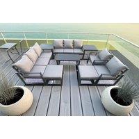 Aluminium 10-Seater Modern Garden Set with Coffee & Side Tables