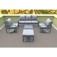Aluminium Sofa Set with Coffee Table & Footstool - Modern Outdoor Furniture