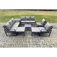 Aluminium Outdoor Lounge Sofa Set - Weather-Resistant, 8-Seater, Modern Grey