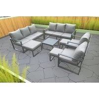 Aluminium Garden Sofa Set with Coffee Table & Footstools