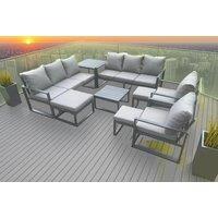 Modern Aluminum Outdoor Sofa Set with Coffee Table & Footstools