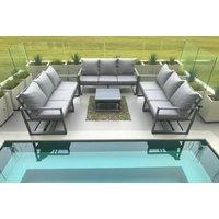Modern 9-Seater Aluminium Outdoor Sofa Set with Coffee Table