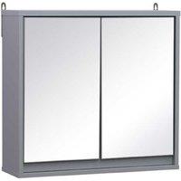 Stylish Grey Wall-Mounted Mirror Cabinet