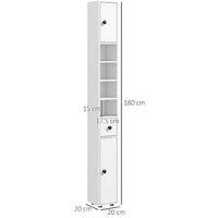 180Cm Sleek White Storage Cabinet With Shelves