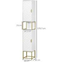 Elegant Tall Slim Corner Storage Cabinet - White