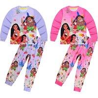 Moana 2 Kids' Soft Stretch Pyjama Set - Machine Washable, Ages 2-10, Fun Cartoon Print