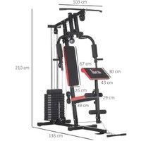 Ultimate Home Gym Power Station, 66Kg Stack, Vibrant Red