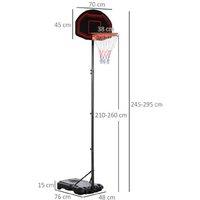 Portable Adjustable Basketball Hoop Set For Outdoor Family Fun - Height 210-260Cm, Sturdy Steel & Pe Base