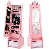 Kid'S Jewellery Cabinet With Mirror And Foldable Drawer- 2 Colours!