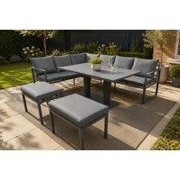 8-Seater Modular L-Shaped Garden Lounge Set with Rising Table