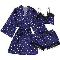 Green Women's Ice Silk 3-Piece Pyjama Set - Lightweight, Breathable Loungewear