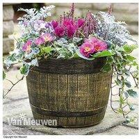 Rustic Whisky-Barrel Patio Planter - Weatherproof, 30cm Diameter