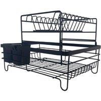 Deluxe 2-Tier Multifunctional Dish Drainer Rack With Cutlery Holders
