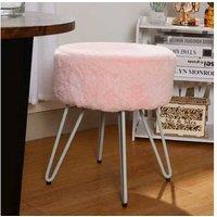 Plush Dressing Footstool Round Cotton Padded Makeup Chair