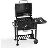 Outdoor Portable Charcoal Bbq Grill With Side Shelf And Wheels