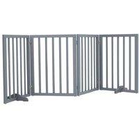 Folding 4-Panel Wooden Pet Gate With Swivel Hinges