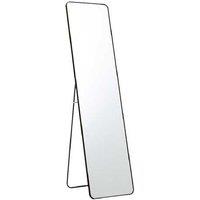 Modern Rectangular Metal Floor Mirror Black