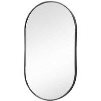 70Cm Height Modern Oval Metal Bathroom Wall Mirror Black