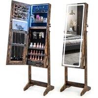 Standing Jewelry Cabinet Led Lights Lipstick Box 2 Drawers