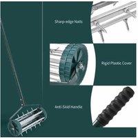 Heavy-Duty Lawn Aerator Roller with Zinc-Coated Metal Drum & Ergonomic Handle