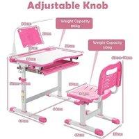 Height Adjustable Pink Kids Sofa Set - Solid Wood, Storage Drawer & Led Lamp