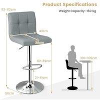 PU Leather Adjustable Swivel Bar Chairs - Set of 2, Water-Resistant, 160kg Capacity