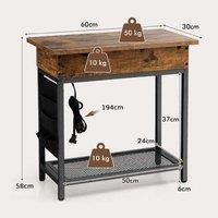 Industrial Slim Sofa Side Table with Storage - Contemporary Metal Frame, Multi-Storage, Space-Saving Living Room Furniture