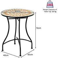 60cm Mosaic Glass Round Coffee Table - Iron Frame, Rustic Accent, Compact Living Room Centrepiece
