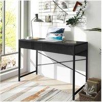 Contemporary Engineered Wood Storage Desk - Compact Living Room Console Table with Drawers, Minimalist Style