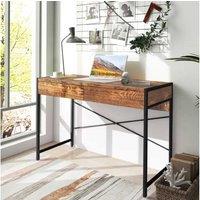 Solid Wood Computer Desk & TV Stand - Modern Storage Drawers, Steel Frame, Minimalist Living Room Furniture