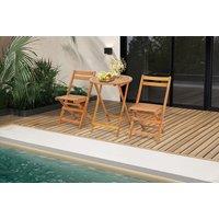 3 Pieces Folding Patio Bistro Set With Slatted Tabletop