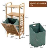 Bamboo Laundry Bin With Storage And Removable Basket
