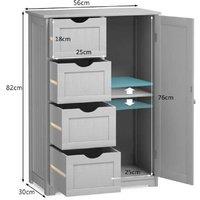 Freestanding Storage Cupboard With Adjustable Shelf And Drawers