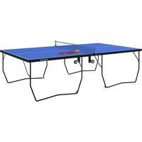 9Ft Indoor Folding Table Tennis Table With 8 Wheels - Blue