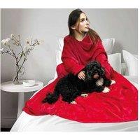 Wearable Fleece Blanket with Sleeves, Pockets & Foot Pockets - Ultra-Soft, Machine Washable, XL 170x200cm Throw