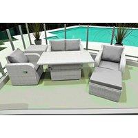 Modern Rattan Reclining Sofa Set with Adjustable Table