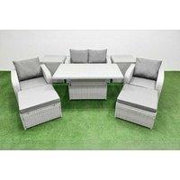 PE Rattan Reclining Loveseat Sofa Set with Adjustable Lifting Table