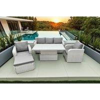 6-Seat Rattan Garden Lounge Set with Reclining Chairs & Lifting Table