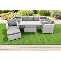 Modern Rattan Reclining Sofa Set with Adjustable Table