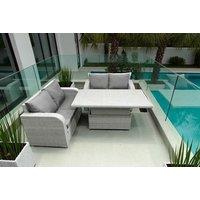 Rattan 4-Seater Lounge Set with Adjustable Dining Table