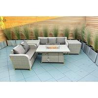 Rattan 5-Piece Outdoor Dining Set with Firepit