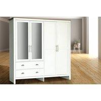 Heritage 4-Door 2-Drawer Mirrored Wardrobe - White+Oak Or Grey+Oak
