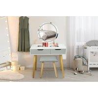Hollywood Vanity Table Set With Led Oval Mirror