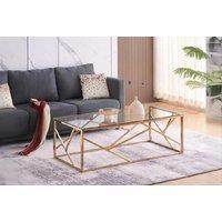 Glass And Metal Rectangular Coffee Table - 2 Colous
