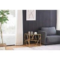 Glass & Metal Square End Table - Modern Living Room Side Table, Tempered Glass Top, Compact Design, Silver Or Gold