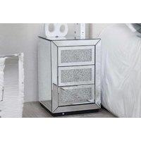 Diamond Crystal Mirrored 3 Drawer Bedside Table
