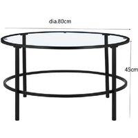 Contemporary Metal & Glass Circular Coffee Table - Tempered Glass Top, Modern Living Room Centrepiece (2 Colours)