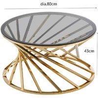 Contemporary Spiral Metal Coffee Table With Tinted Glass Top - Gold Or Silver Finish, Modern Living Room Centrepiece