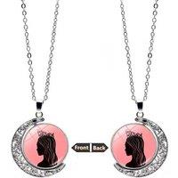 Stainless Steel Wicked Witch & Good Witch Spinning Pendant Necklace - Adjustable Chain, Musical Theatre Gift