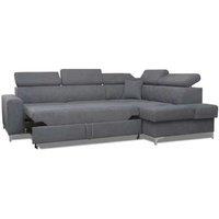 Rossland Grey Fabric Corner Sofa Bed with Storage - Modern L-Shaped 3-Seater Sofa Bed